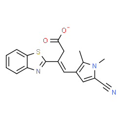 ChemSpider 2D Image | (3E)-3-(1,3-Benzothiazol-2-yl)-4-(5-cyano-1,2-dimethyl-1H-pyrrol-3-yl)-3-butenoate | C18H14N3O2S