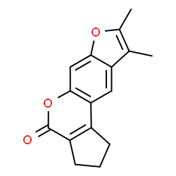 ChemSpider 2D Image | 8,9-Dimethyl-2,3-dihydrocyclopenta[c]furo[3,2-g]chromen-4(1H)-one | C16H14O3