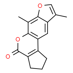 ChemSpider 2D Image | 6,9-Dimethyl-2,3-dihydrocyclopenta[c]furo[3,2-g]chromen-4(1H)-one | C16H14O3