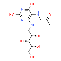ChemSpider 2D Image | 1-Deoxy-1-({2,6-dihydroxy-5-[(2-oxopropyl)amino]-4-pyrimidinyl}amino)-D-ribitol | C12H20N4O7