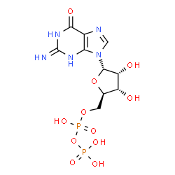 ChemSpider 2D Image | 2-Amino-9-{5-O-[(S)-hydroxy(phosphonooxy)phosphoryl]-alpha-D-ribofuranosyl}-1,9-dihydro-6H-purin-6-one | C10H15N5O11P2