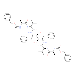 ChemSpider 2D Image | Dibenzyl [(2S,5S,8S,9R,10R,11S,14S,17S)-8,11-dibenzyl-9,10-dihydroxy-5,14-diisopropyl-3,6,13,16-tetraoxo-4,7,12,15-tetraazaoctadecane-2,17-diyl]biscarbamate (non-preferred name) | C50H64N6O10