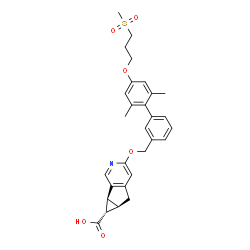 ChemSpider 2D Image | (5aR,6S,6aS)-3-({2',6'-Dimethyl-4'-[3-(methylsulfonyl)propoxy]-3-biphenylyl}methoxy)-5,5a,6,6a-tetrahydrocyclopropa[4,5]cyclopenta[1,2-c]pyridine-6-carboxylic acid | C29H31NO6S