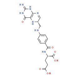 ChemSpider 2D Image | N-[4-({[(6S)-2-Amino-4-oxo-3,4,5,6-tetrahydro-6-pteridinyl]methyl}amino)benzoyl]-L-glutamic acid | C19H21N7O6