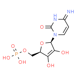 ChemSpider 2D Image | [(2R,5R)-5-(4-Amino-2-oxo-1(2H)-pyrimidinyl)-3,4-dihydroxy-2,5-dihydro-2-furanyl]methyl dihydrogen phosphate | C9H12N3O8P