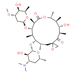 ChemSpider 2D Image | (3S,5R,6S,7S,8R,11R,12S,13R,14S,15S)-12-[(2,6-Dideoxy-3-O-methyl-beta-D-xylo-hexopyranosyl)oxy]-6-hydroxy-5,7,8,11,13,15-hexamethyl-4,10-dioxo-1,9-dioxaspiro[2.13]hexadec-14-yl 3,4,6-trideoxy-3-(dimet
hylamino)-beta-D-xylo-hexopyranoside | C35H61NO12