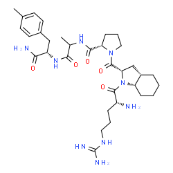 ChemSpider 2D Image | (2S)-1-({(2S,3aS,7aS)-1-[(2R)-2-Amino-5-carbamimidamidopentanoyl]octahydro-1H-indol-2-yl}carbonyl)-N-(1-{[(2S)-1-amino-3-(4-methylphenyl)-1-oxo-2-propanyl]amino}-1-oxo-2-propanyl)-2-pyrrolidinecarboxa
mide (non-preferred name) | C33H51N9O5