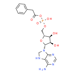 ChemSpider 2D Image | 5'-O-[Hydroxy(2-phenylacetoxy)phosphoryl]-8-hydroadenosine | C18H22N5O8P