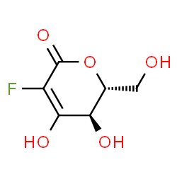 ChemSpider 2D Image | (5R,6R)-3-Fluoro-4,5-dihydroxy-6-(hydroxymethyl)-5,6-dihydro-2H-pyran-2-one (non-preferred name) | C6H7FO5