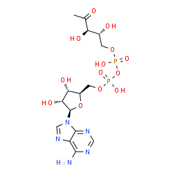 ChemSpider 2D Image | [(2R,3S,4R,5R)-5-(6-Amino-9H-purin-9-yl)-3,4-dihydroxytetrahydro-2-furanyl]methyl (2R,3R)-2,3-dihydroxy-4-oxopentyl dihydrogen diphosphate (non-preferred name) | C15H23N5O13P2