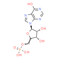 ChemSpider 2D Image | 9-[(4Z)-5-O-Phosphono-beta-D-erythro-pent-4-enofuranosyl]-9H-purin-6-ol | C10H11N4O8P