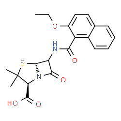 ChemSpider 2D Image | (2S,5R)-6-[(2-Ethoxy-1-naphthoyl)amino]-3,3-dimethyl-7-oxo-4-thia-1-azabicyclo[3.2.0]heptane-2-carboxylic acid | C21H22N2O5S
