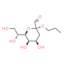 ChemSpider 2D Image | Propyl (6R)-3-deoxy-6-[(1R)-1,2-dihydroxyethyl]-beta-L-erythro-hexos-2-ulopyranoside | C11H20O7