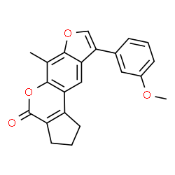 ChemSpider 2D Image | 9-(3-Methoxyphenyl)-6-methyl-2,3-dihydrocyclopenta[c]furo[3,2-g]chromen-4(1H)-one | C22H18O4