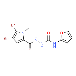 ChemSpider 2D Image | 2-[(4,5-Dibromo-1-methyl-1H-pyrrol-2-yl)carbonyl]-N-(2-furyl)hydrazinecarboxamide | C11H10Br2N4O3