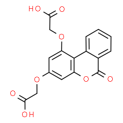 ChemSpider 2D Image | 2,2'-[(6-Oxo-6H-benzo[c]chromene-1,3-diyl)bis(oxy)]diacetic acid | C17H12O8