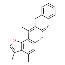 ChemSpider 2D Image | 8-Benzyl-3,4,9-trimethyl-7H-furo[2,3-f]chromen-7-one | C21H18O3