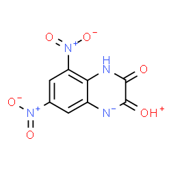 ChemSpider 2D Image | 6,8-Dinitro-2-oxo-3-oxonio-2,3-dihydro-1H-quinoxalin-4-ide | C8H4N4O6