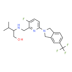 ChemSpider 2D Image | 2-[({3-Fluoro-6-[5-(trifluoromethyl)-1,3-dihydro-2H-isoindol-2-yl]-2-pyridinyl}methyl)amino]-3-methyl-1-butanol | C20H23F4N3O