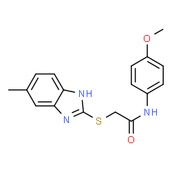 ChemSpider 2D Image | acetamide, N-(4-methoxyphenyl)-2-[(6-methyl-1H-benzimidazol-2-yl)thio]- | C17H17N3O2S