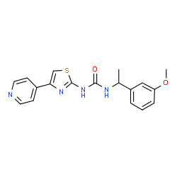 ChemSpider 2D Image | 1-[1-(3-Methoxyphenyl)ethyl]-3-[4-(4-pyridinyl)-1,3-thiazol-2-yl]urea | C18H18N4O2S