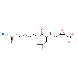ChemSpider 2D Image | (2S)-3-({(2S)-1-[(4-Carbamimidamidobutyl)amino]-4-methyl-1-oxo-2-pentanyl}carbamoyl)-2-oxiranecarboxylic acid | C15H27N5O5