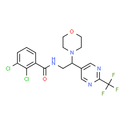 ChemSpider 2D Image | 2,3-Dichloro-N-{2-(4-morpholinyl)-2-[2-(trifluoromethyl)-5-pyrimidinyl]ethyl}benzamide | C18H17Cl2F3N4O2