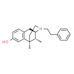 ChemSpider 2D Image | (1S,9R,13R)-1,13-Dimethyl-10-(2-phenylethyl)-10-azatricyclo[7.3.1.0~2,7~]trideca-2,4,6-trien-4-ol | C22H27NO