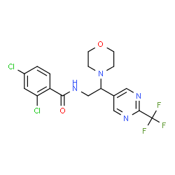 ChemSpider 2D Image | 2,4-Dichloro-N-{2-(4-morpholinyl)-2-[2-(trifluoromethyl)-5-pyrimidinyl]ethyl}benzamide | C18H17Cl2F3N4O2