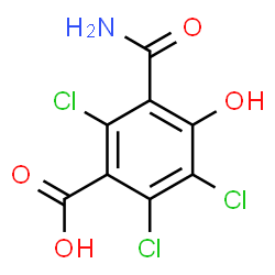 ChemSpider 2D Image | 3-Carbamoyl-2,5,6-trichloro-4-hydroxybenzoic acid | C8H4Cl3NO4