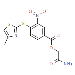 ChemSpider 2D Image | 2-Amino-2-oxoethyl 4-[(4-methyl-1,3-thiazol-2-yl)sulfanyl]-3-nitrobenzoate | C13H11N3O5S2