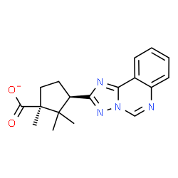 ChemSpider 2D Image | (1S,3R)-1,2,2-Trimethyl-3-([1,2,4]triazolo[1,5-c]quinazolin-2-yl)cyclopentanecarboxylate | C18H19N4O2