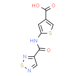 ChemSpider 2D Image | 5-[(1,2,5-Thiadiazol-3-ylcarbonyl)amino]-3-thiophenecarboxylic acid | C8H5N3O3S2