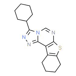 ChemSpider 2D Image | 3-Cyclohexyl-7,8,9,10-tetrahydro-6-thia-1,2,3a,5-tetraaza-cyclopenta[c]fluorene | C17H20N4S