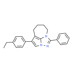 ChemSpider 2D Image | 4-(4-Ethylphenyl)-1-phenyl-5,6,7,8-tetrahydro-2,2a,8a-triazacyclopenta[cd]azulene | C23H23N3