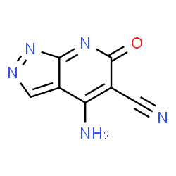 ChemSpider 2D Image | 4-Amino-6-oxo-6H-pyrazolo[3,4-b]pyridine-5-carbonitrile | C7H3N5O