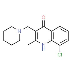 ChemSpider 2D Image | 8-chloro-2-methyl-3-(piperidin-1-ylmethyl)quinolin-4-ol | C16H19ClN2O