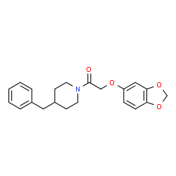 ChemSpider 2D Image | 2-(1,3-Benzodioxol-5-yloxy)-1-(4-benzyl-1-piperidinyl)ethanone | C21H23NO4