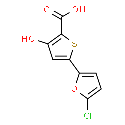 ChemSpider 2D Image | 5-(5-Chloro-2-furyl)-3-hydroxy-2-thiophenecarboxylic acid | C9H5ClO4S