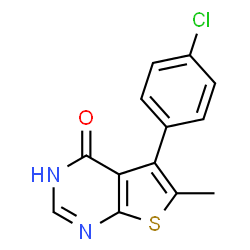 ChemSpider 2D Image | 5-(4-Chlorophenyl)-6-methylthieno[2,3-d]pyrimidin-4(3H)-one | C13H9ClN2OS