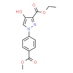 ChemSpider 2D Image | Ethyl 4-hydroxy-1-[4-(methoxycarbonyl)phenyl]-1H-pyrazole-3-carboxylate | C14H14N2O5