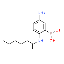ChemSpider 2D Image | [5-Amino-2-(hexanoylamino)phenyl]boronic acid | C12H19BN2O3