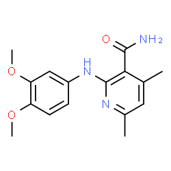 ChemSpider 2D Image | 2-[(3,4-Dimethoxyphenyl)amino]-4,6-dimethylnicotinamide | C16H19N3O3