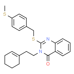 ChemSpider 2D Image | 3-[2-(1-Cyclohexen-1-yl)ethyl]-2-{[4-(methylsulfanyl)benzyl]sulfanyl}-4(3H)-quinazolinone | C24H26N2OS2