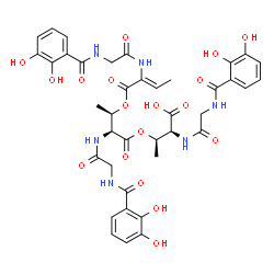 ChemSpider 2D Image | N-(2,3-Dihydroxybenzoyl)glycyl-O-[(2S,3R)-2-{[N-(2,3-dihydroxybenzoyl)glycyl]amino}-3-{[(2Z)-2-{[N-(2,3-dihydroxybenzoyl)glycyl]amino}-2-butenoyl]oxy}butanoyl]-L-threonine | C39H42N6O18
