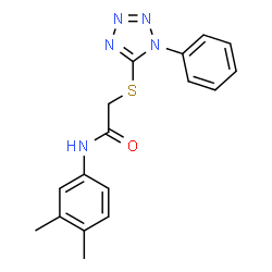 ChemSpider 2D Image | N-(3,4-Dimethylphenyl)-2-[(1-phenyl-1H-tetrazol-5-yl)sulfanyl]acetamide | C17H17N5OS