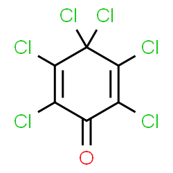 ChemSpider 2D Image | hexachlorocyclohexa-2,5-dien-1-one | C6Cl6O