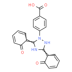 ChemSpider 2D Image | 4-[(3E,5E)-3,5-Bis(6-oxo-2,4-cyclohexadien-1-ylidene)-1,2,4-triazolidin-1-yl]benzoic acid | C21H15N3O4