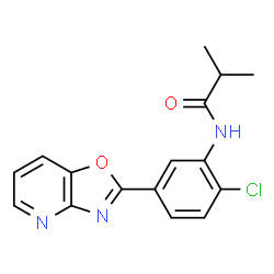 ChemSpider 2D Image | N-[2-Chloro-5-([1,3]oxazolo[4,5-b]pyridin-2-yl)phenyl]-2-methylpropanamide | C16H14ClN3O2