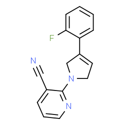 ChemSpider 2D Image | 2-[3-(2-Fluorophenyl)-2,5-dihydro-1H-pyrrol-1-yl]nicotinonitrile | C16H12FN3